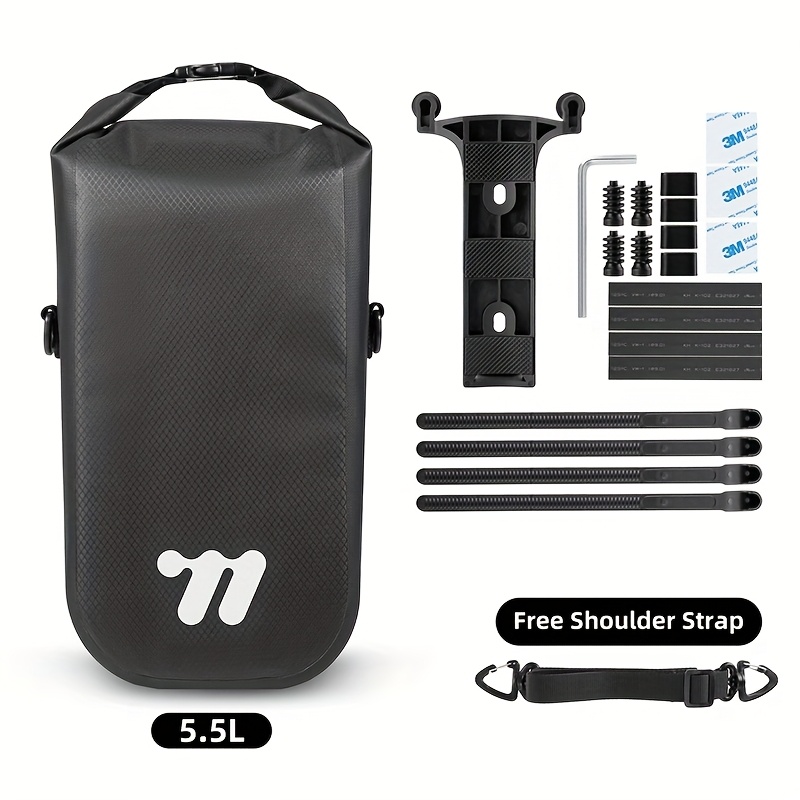Image of West Biking 5.5l Bike Fork Bag Dry Bag Roll Lightweight Bicycle Fork Bag With Carrying Handle & Free Shoulder Strap Mountain Cycling Traveling Commuting Bag Black 1pc
