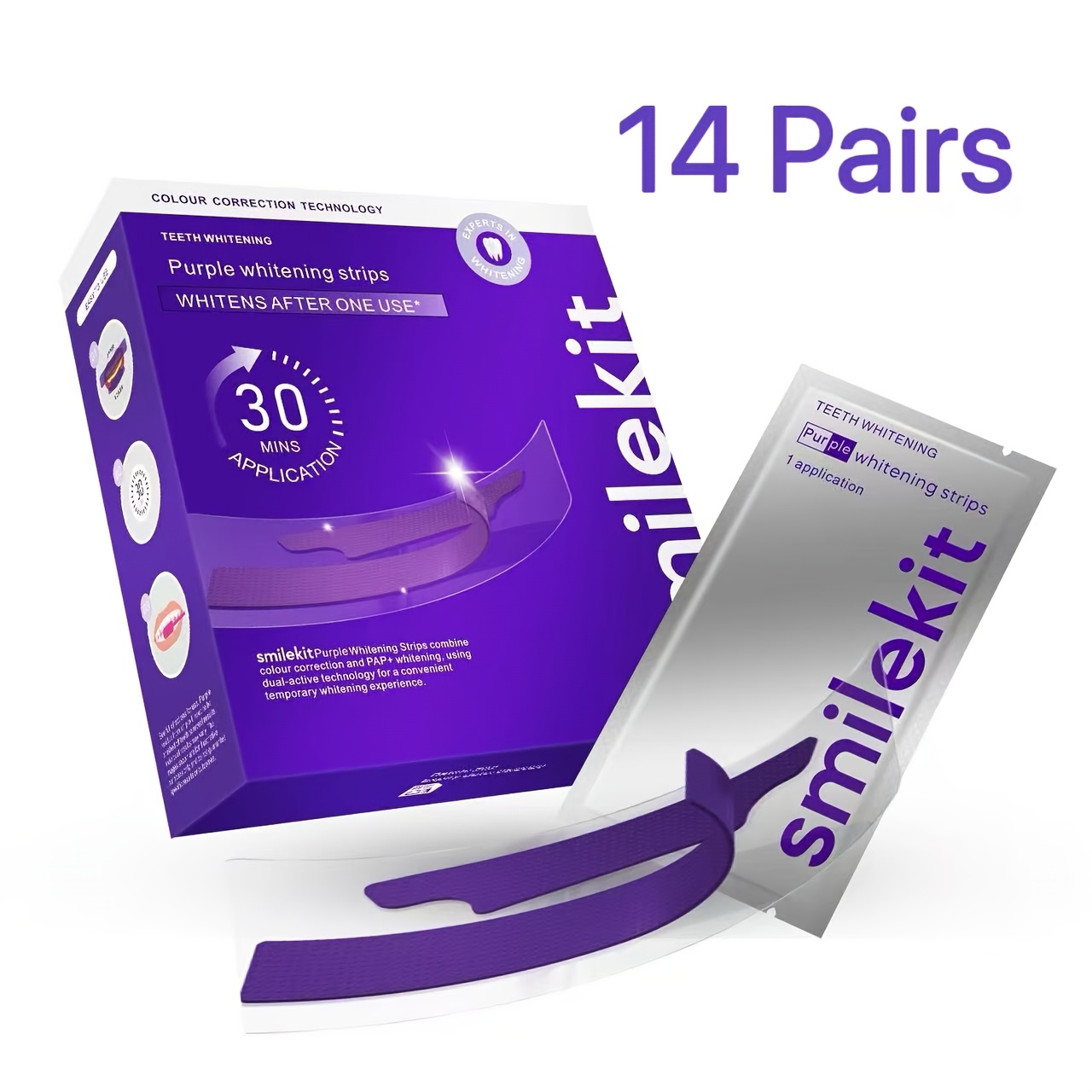 Image of 14 Pairs New Purple Teeth Strips, Daily Use And Travel Oral Cleaning Strips, Refreshing And Sensitive-free Teeth Strips, Whitens Teeth, Breath, Removes Stains
