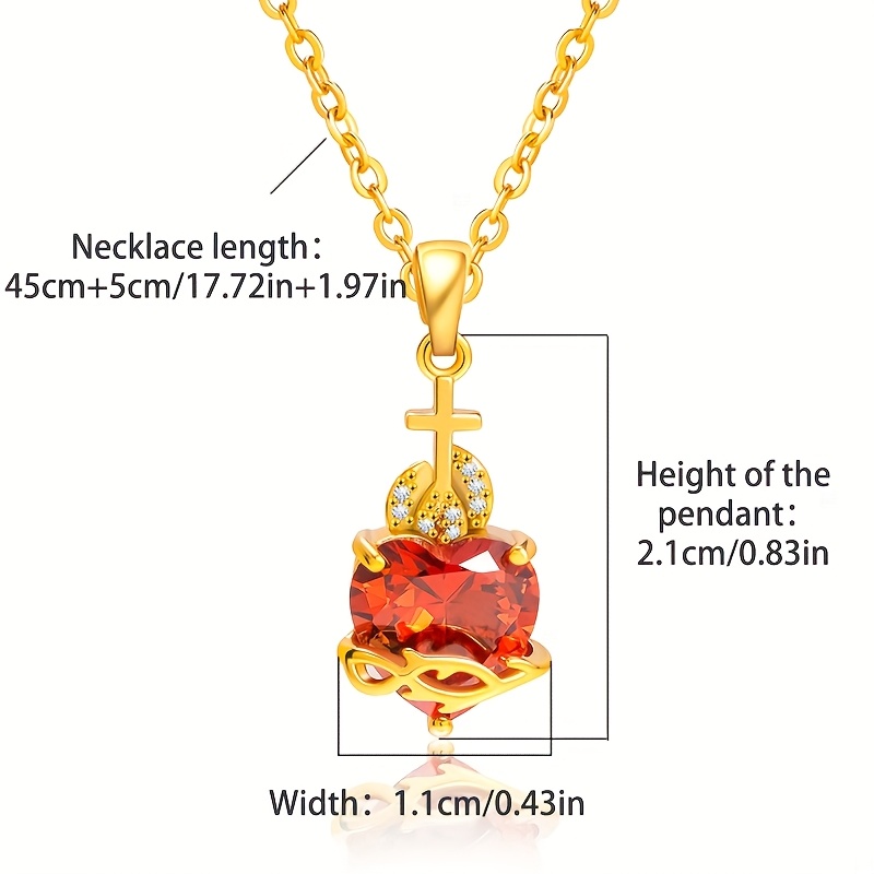 Image of Women's 925 Sterling Silver Jewelry Red Heart Moissanite Pendant Necklace Date Night Mom Daughter Gift Valentine's Day Gift Wedding Gift With Gift Box