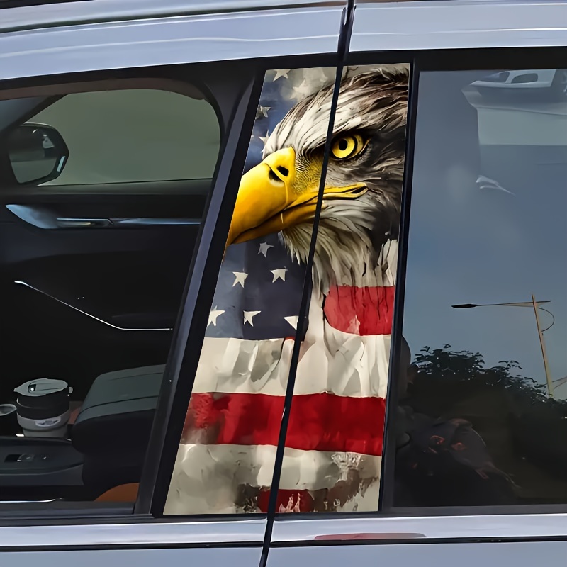 

2pcs Patriotic American Flag & Eagle Car Decals - Vinyl, -on For Rear Bumper & Window Protection