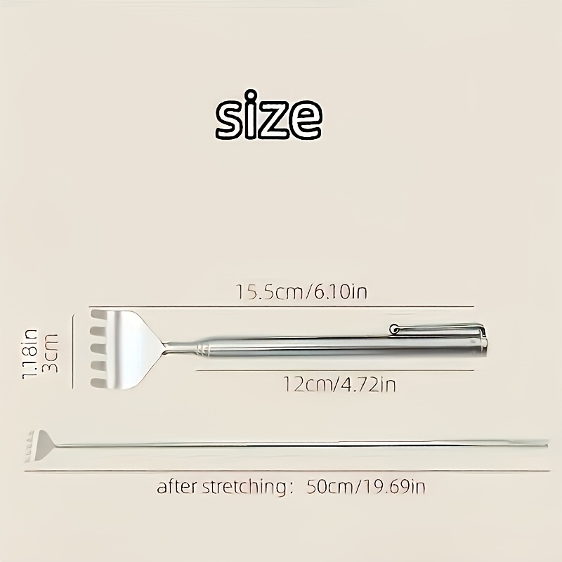 adjustable back scratcher 50cm stainless steel massage tool with ergonomic handle portable   for   reach areas compact travel   care gadget stainless steel structure suitable for 6 person household use Product details 2