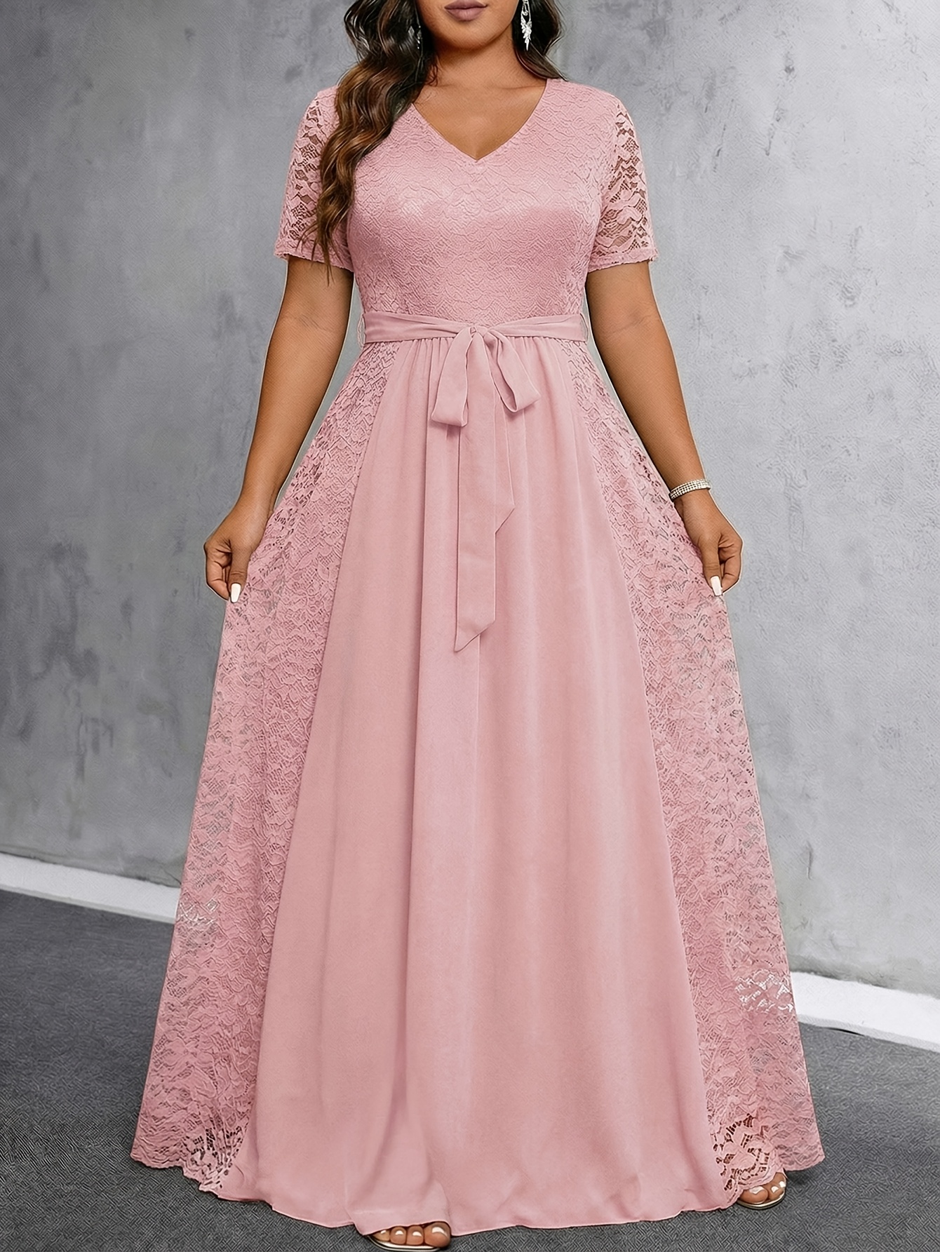 pink wedding guest dress plus size sold on Temu United States