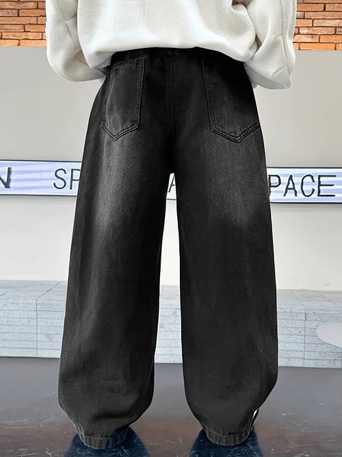 boys jeans fashionable street all match style jeans suitable for comfortable and cool loose trendy jeans street casual hip hop trousers daily casual long pants trousers full elastic waist