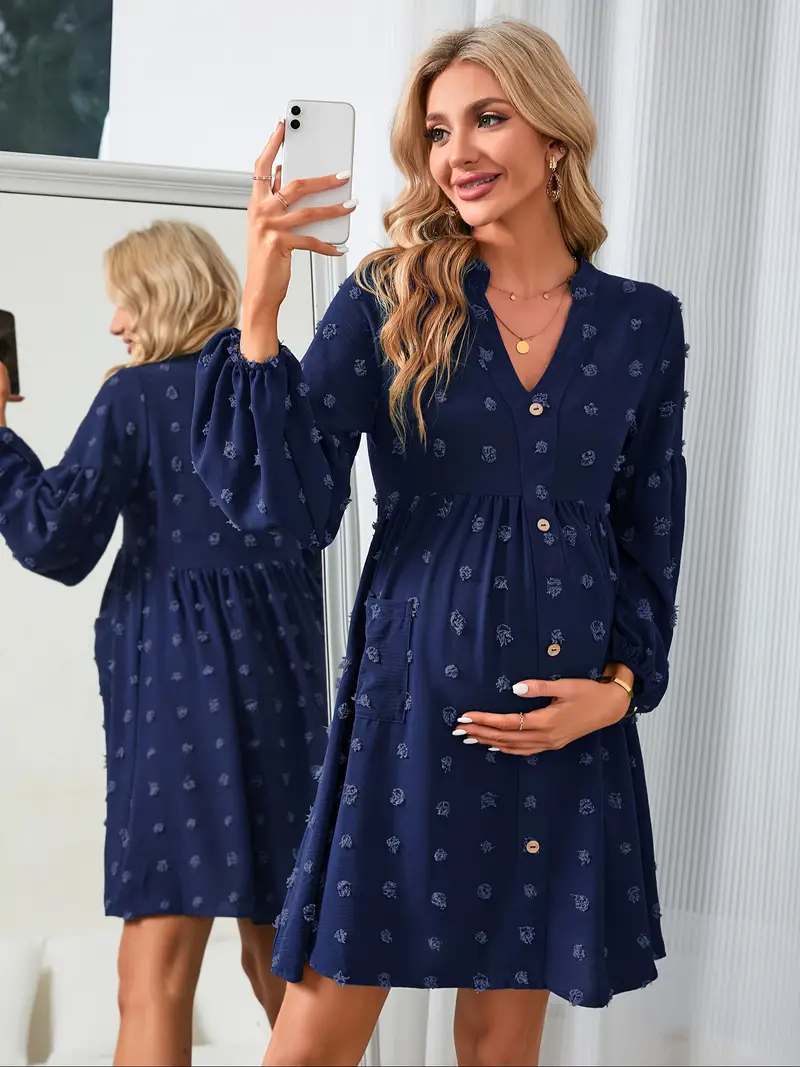 long sleeve short maternity dress maternity off shoulder floor-length dress Off-the-shoulder Short Maternity Dress Gown with Flounced Long Sleeves loveangeldress