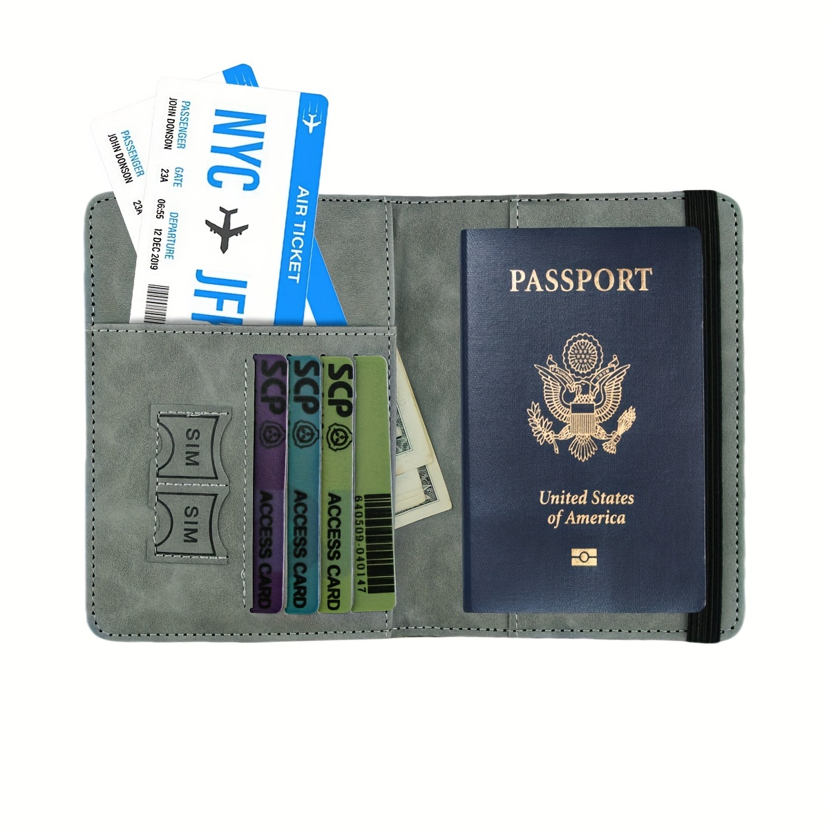 1pc rfid passport holder thin passport wallet retro pu multi function wallet travel passport bag details 11