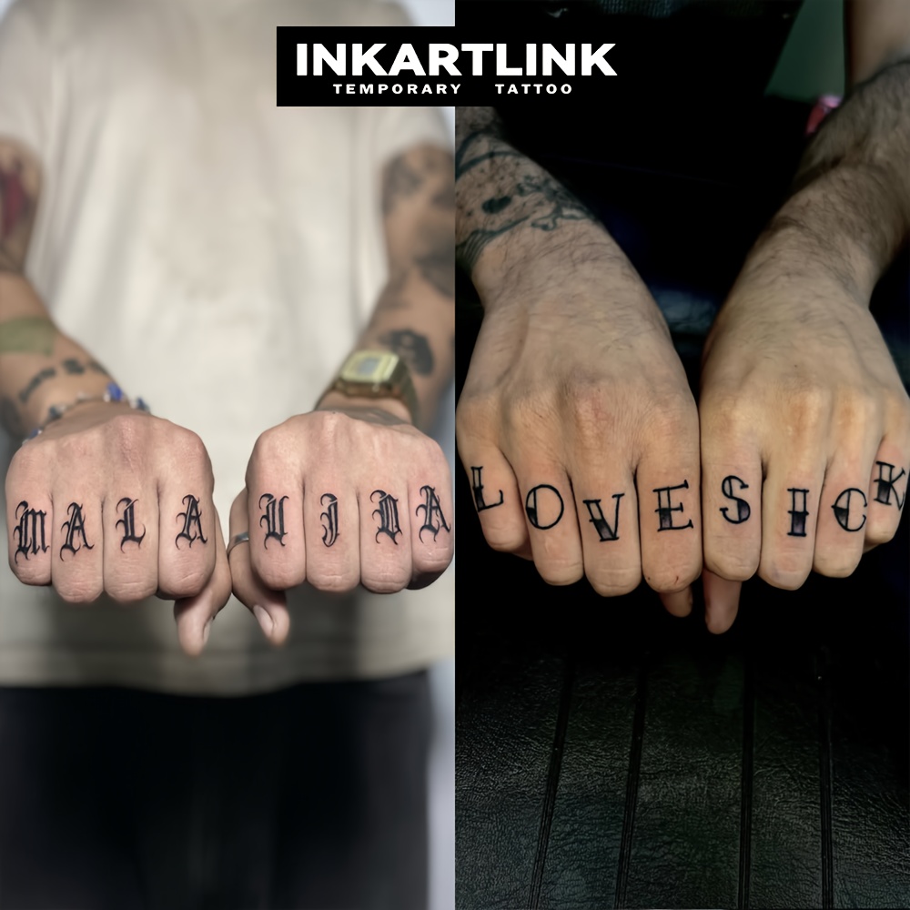Image of Inkartlink Technology Tattoo, Semi-permanent Tattoo, English Letters, Cursive Font, Creative Tattoo, Finger Tattoo, Temporary Tattoo, Fake Tattoo, Waterproof, Real Tattoo , Plant Tattoo