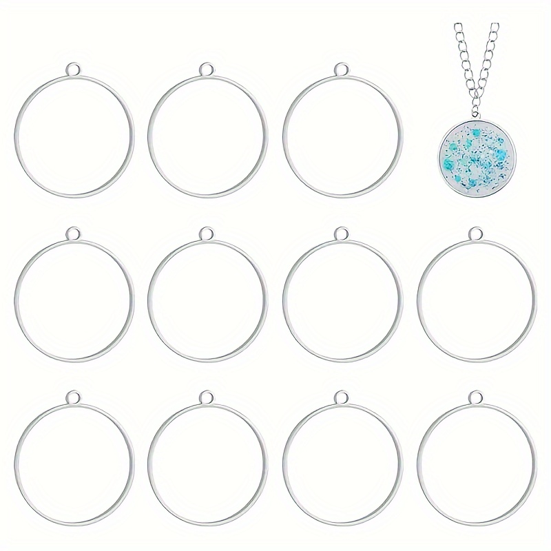 

12pcs Stainless Steel Open Back Bezel Pendants, Round Ring Shape For Diy Uv Resin, Epoxy Jewelry Making, Frame Charms For Pressed Flower Crafts, Sturdy & Leak-proof Design