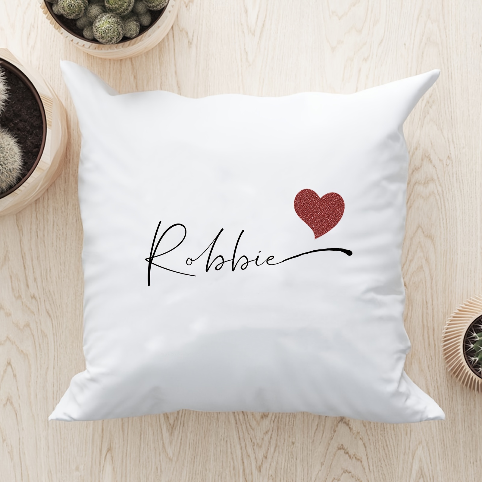 custom heart pattern velvet pillowcase personalized name single sided print white polyester   nursery home decor pillow not included details 2