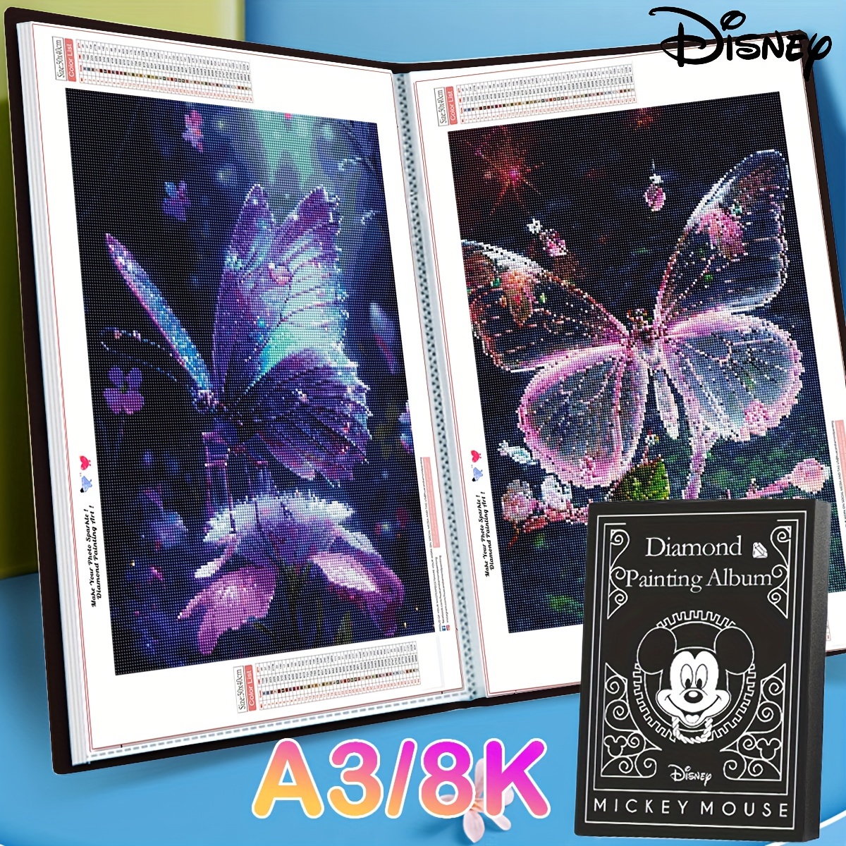 

sparkling Craft" Disney Mickey A3 Diamond Art Storage Book - 30-60 Pages, Clear Pocket Folder Album For Rhinestone Creations, Large Capacity Organizer For School & Office