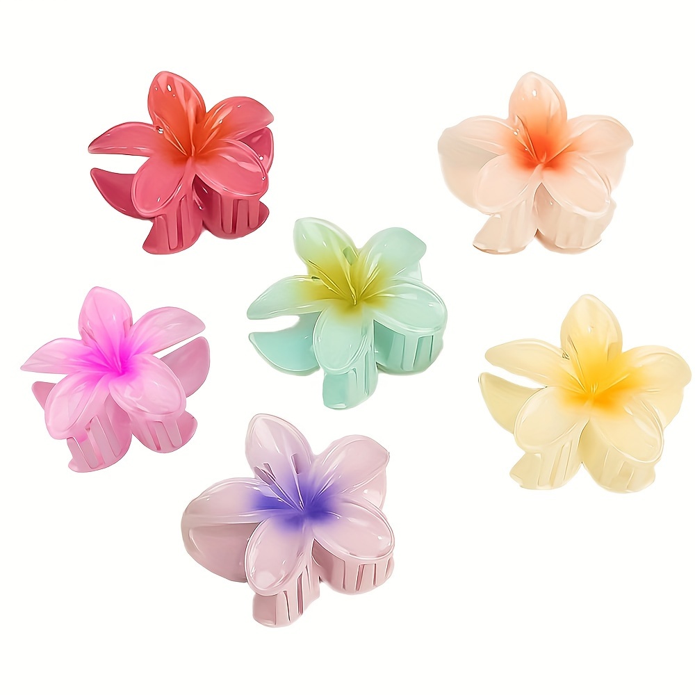 

3/6 Pcs Double Color Gradient Flower Hairpins - Cute, Acrylic, Flower-shaped, Suitable For Women, Girls, And Fairies, Perfect For Casual Hairstyles, Gift, Photo Props