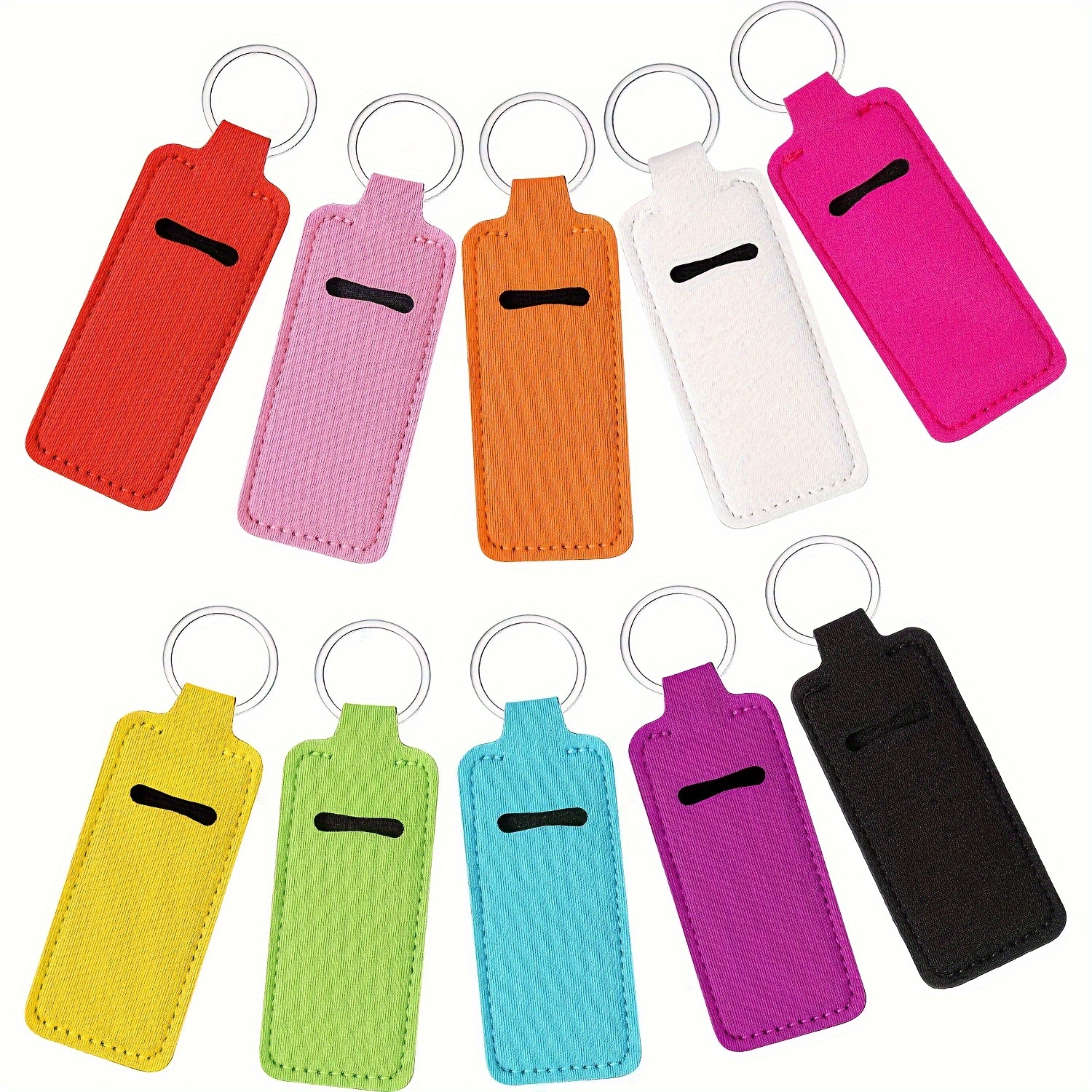 

10pcs Set Lipstick Keychain Holder Lip Balm Holder Keychain Clip On Sleeve Colorful Lipstick Pocket Keychain Bag Accessories For Women