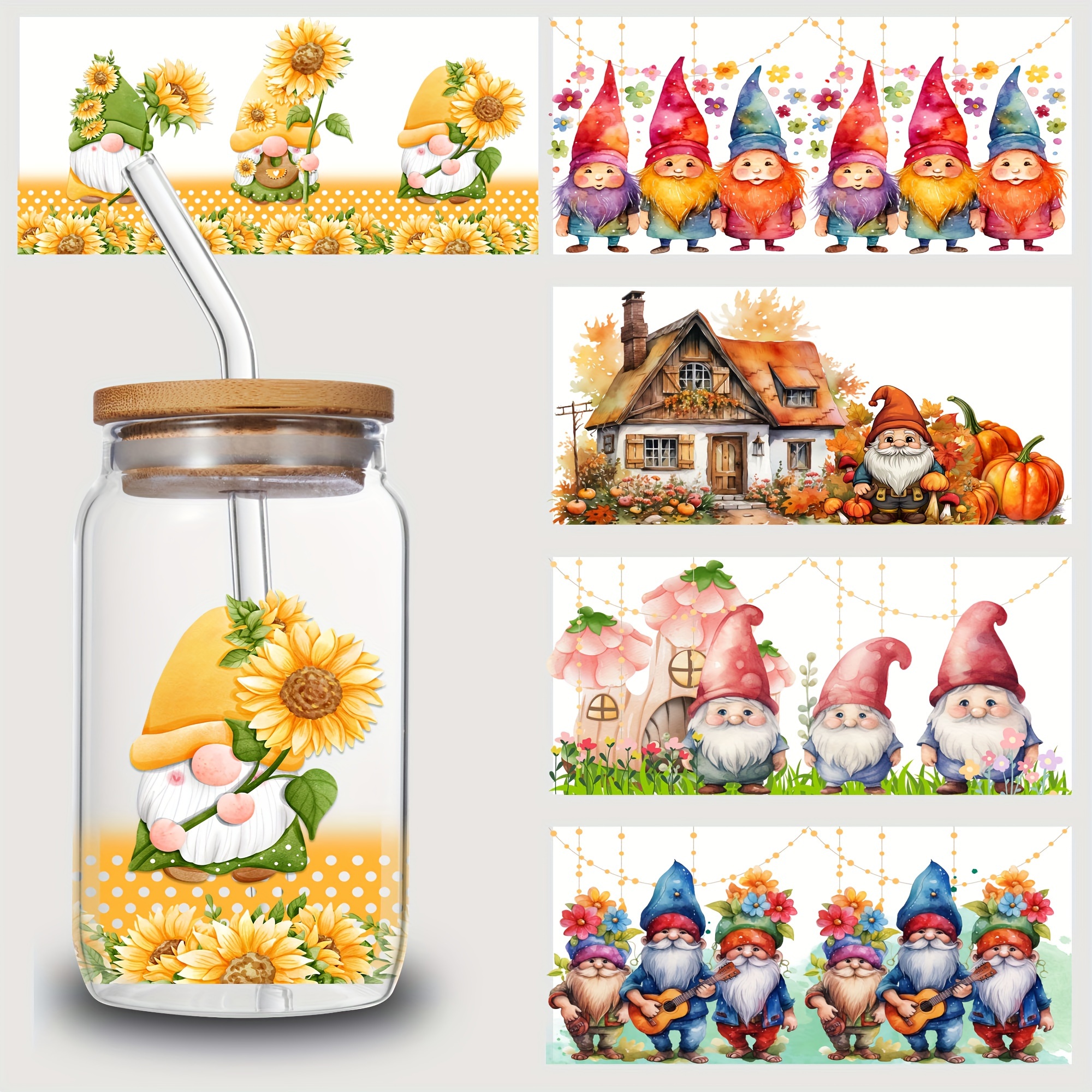 UV DTF Cup Aufkleber Set – 6 Cowboy-Designs Mit Transferwerkzeug Für 16 Oz Libbey Gläser
