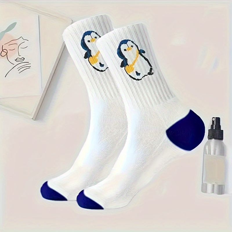 

Chic Penguin Print Mid-calf Socks For Women - Comfy Polyester, Casual Wear & Gifts