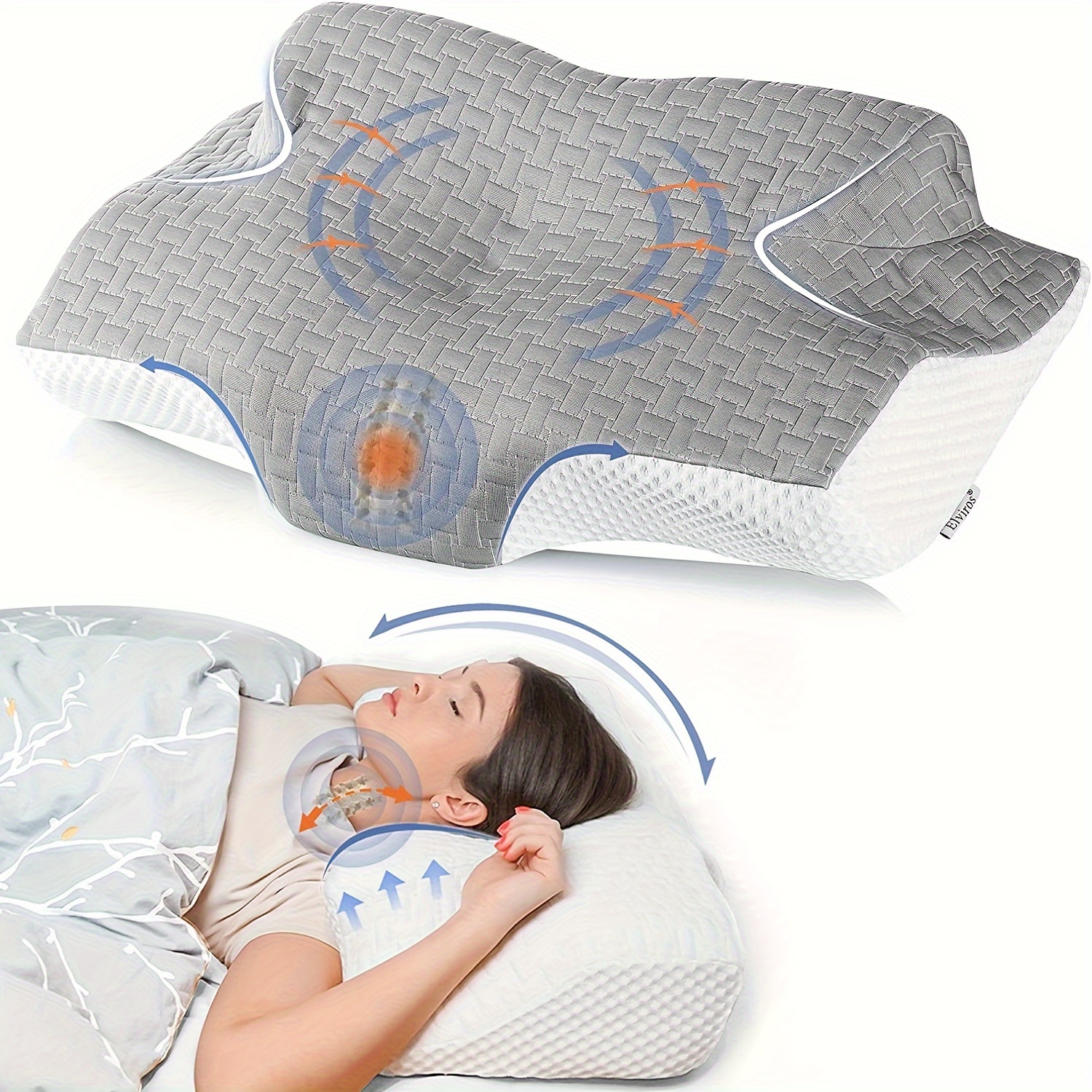 1個 横向き寝用頚部低反発ネックピロー 仰向けとうつ伏せ寝用の輪郭