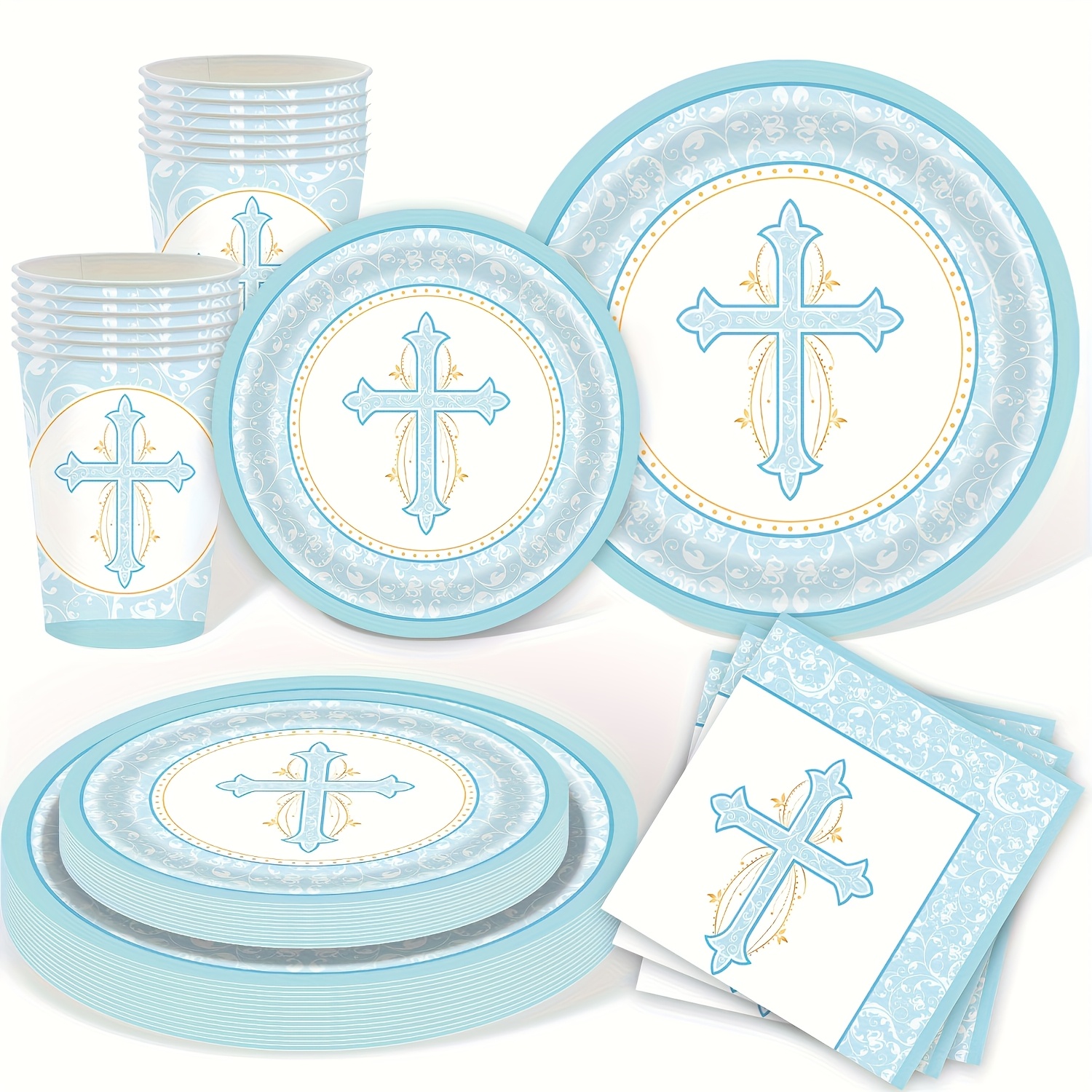 God Baptism Plates Napkins Cups Holy Communion Party Tableware Set Ceremony Dinnerware Confirmation Paper Plates For Baptism Decor Supplies I Perfect For Halloween