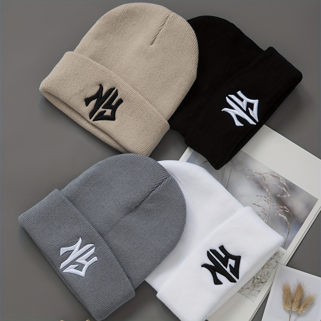 

2pcs Knit Hat, Embroidered Letter Hat For Men And Hat