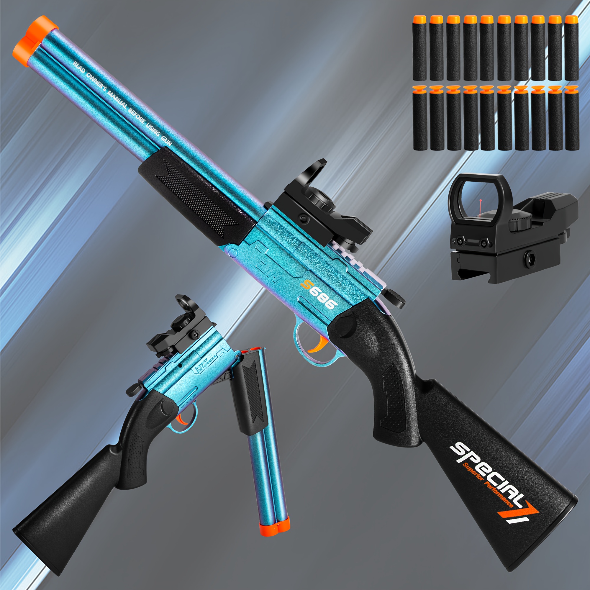 Toy Shotgun DOUBLE BARREL SHOTGUN Shell Ejecting Soft Bullet Toy Gun Foam Dart Bling Toy Gun