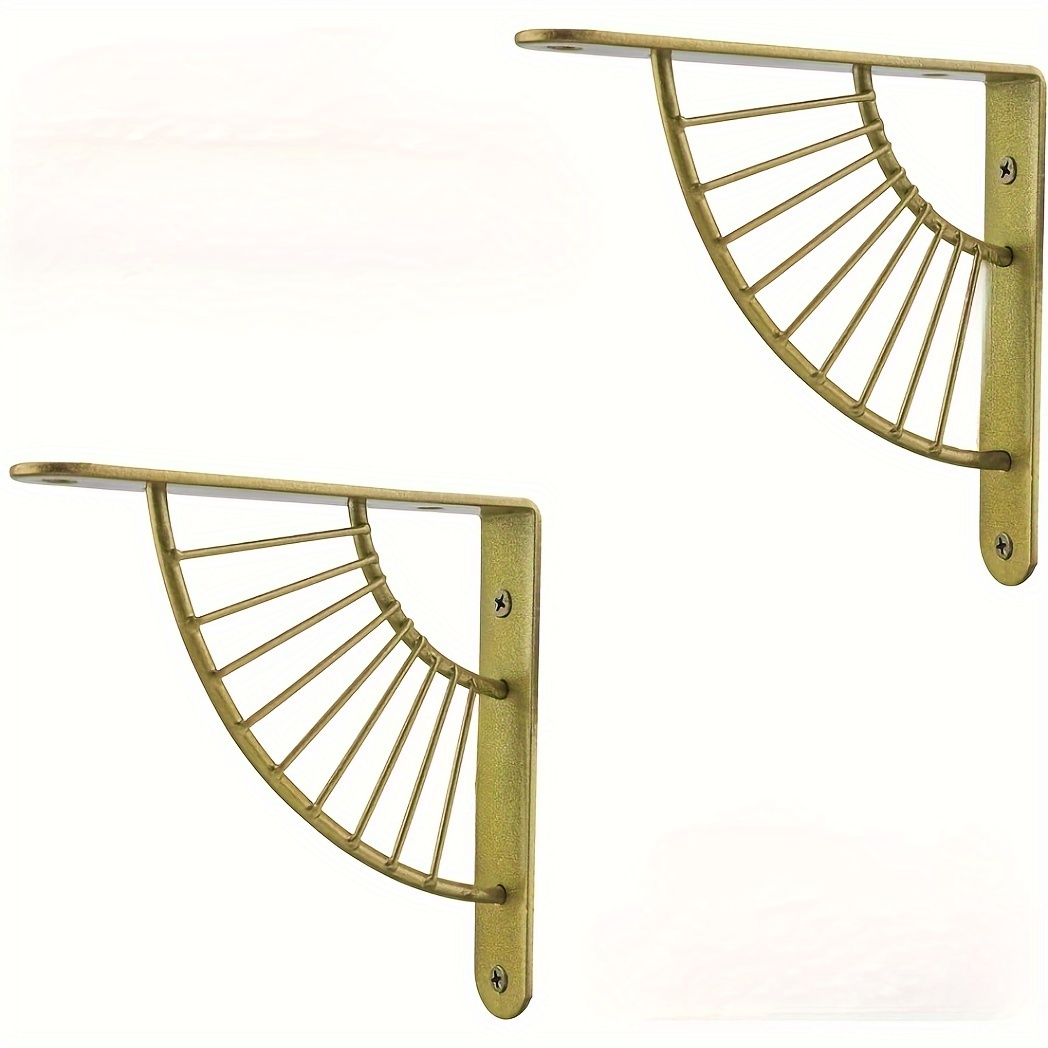 Sleek Retro Wall Shelf Brackets - Set Of 2 Triangular Shelf Supports With Installation Accessories For Home And Office Storage, Utility Racks