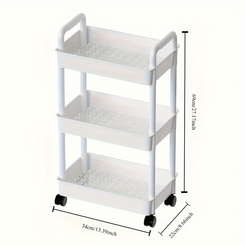 3 уровневая скользящая пластиковая тележка для хранения на колесах, универсальный органайзер для комнаты, офиса, ванной. Без дополнительных деталей. 0.