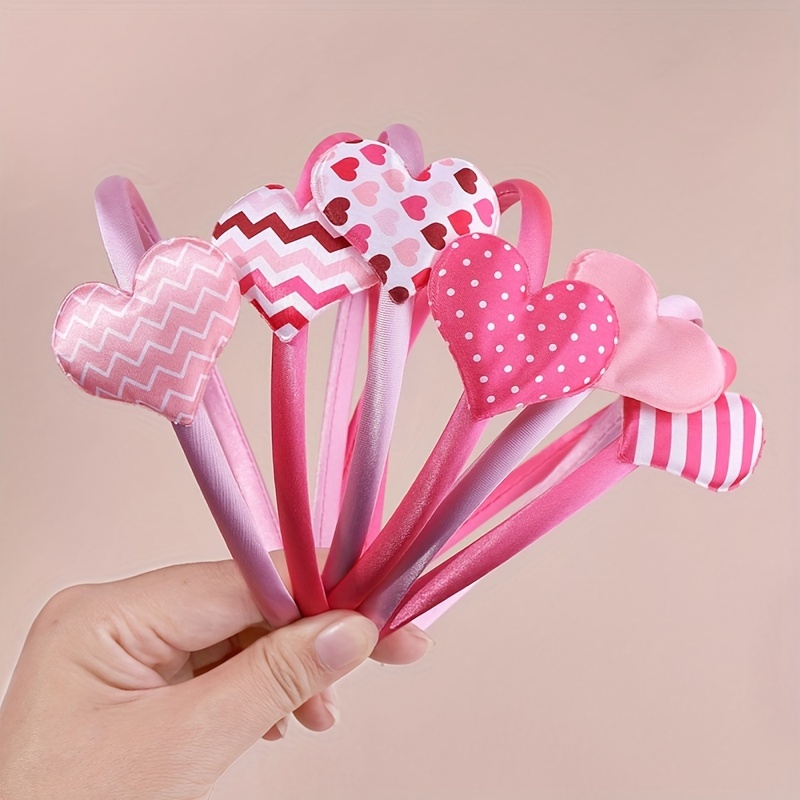 

6pcs Valentine's Day Polyester Headbands, Elegant & , With Heart & , Color Matching Hair Accessories For Women, For & Parties