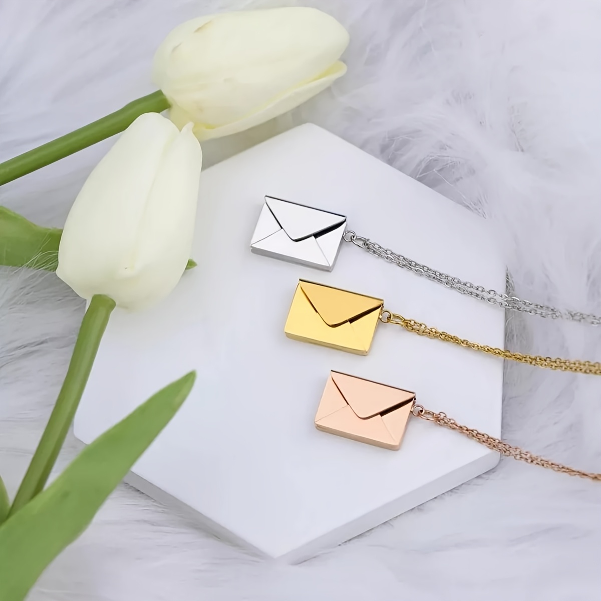 Custom Engraved Envelope Necklace in Stainless Steel