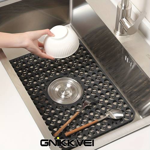 1 sink bottom silicone water sink mat stainless steel sink protector central drain anti slip heat resistant sink protector mat kitchen silicone drying mat heat resistant ma