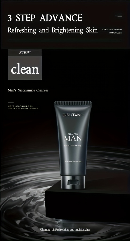 BISUTANG Ensemble de soins pour hommes 3 pièces avec Niacinamide comprenant un nettoyant visage, un tonique et un hydratant pour le soin de jour et de nuit. Il nettoie, hydrate et nourrit, convient à tous les types de peau, contient du collagène, et est une boîte cadeau de soins pour la peau qui hydrate