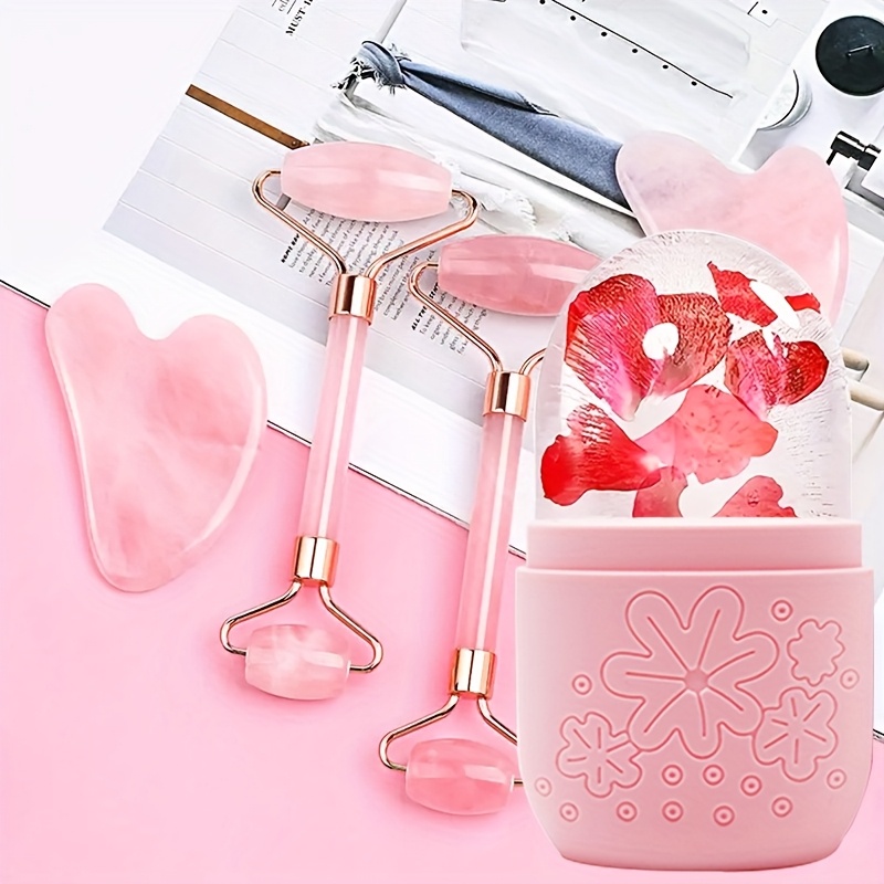 3in 1 ice face roller facial skincare ice roller set facial roller gua sha face tool set care tool beauty set face massage tool roller lifting contouring tool ice facial roller mold cube reusable Product details 3