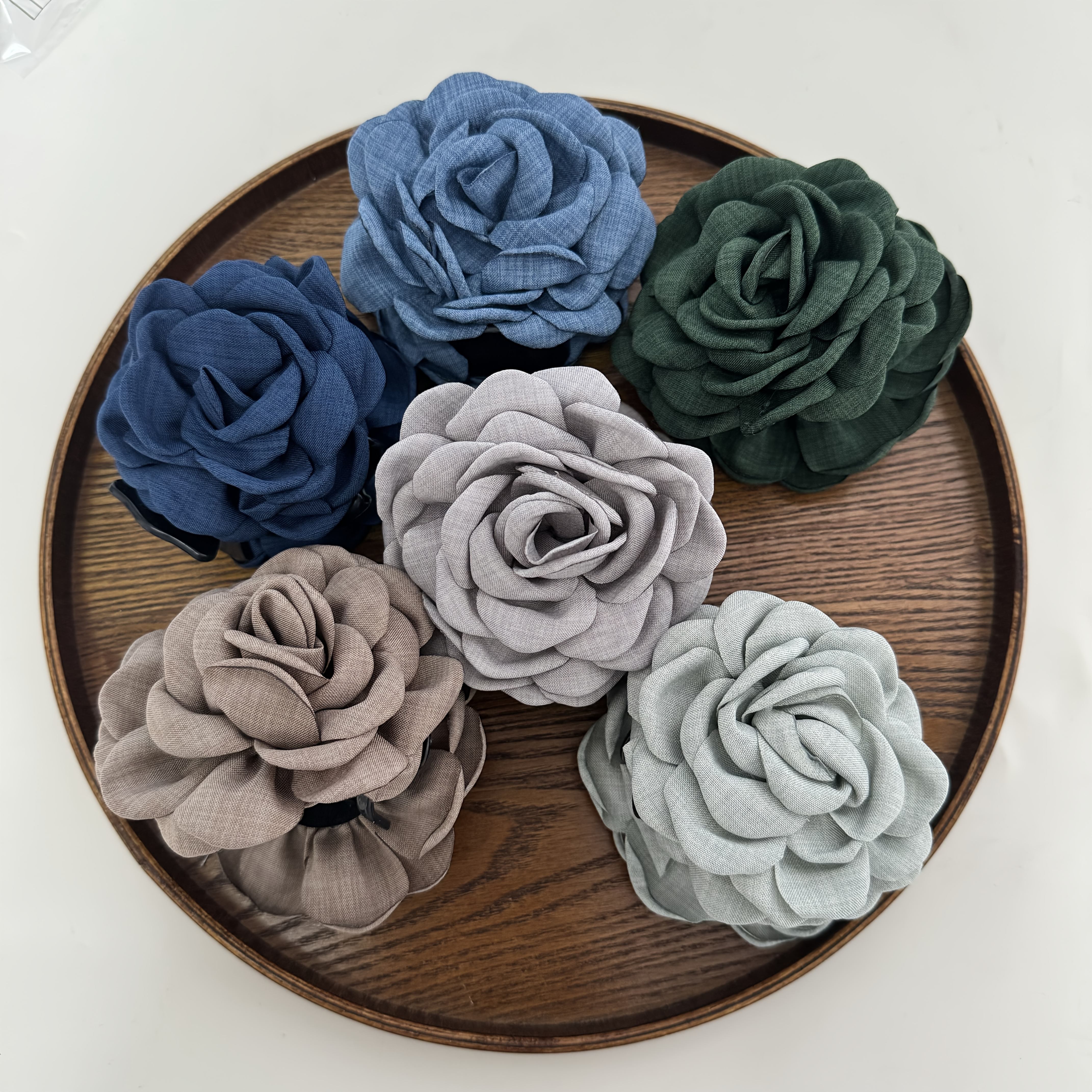 TEMU 6 pièces Lot de Barrettes à Fleurs Grandes et Élégantes Multifonctionnelles en Couleur Unie, pour Coiffures Décontractées ou Formelles
