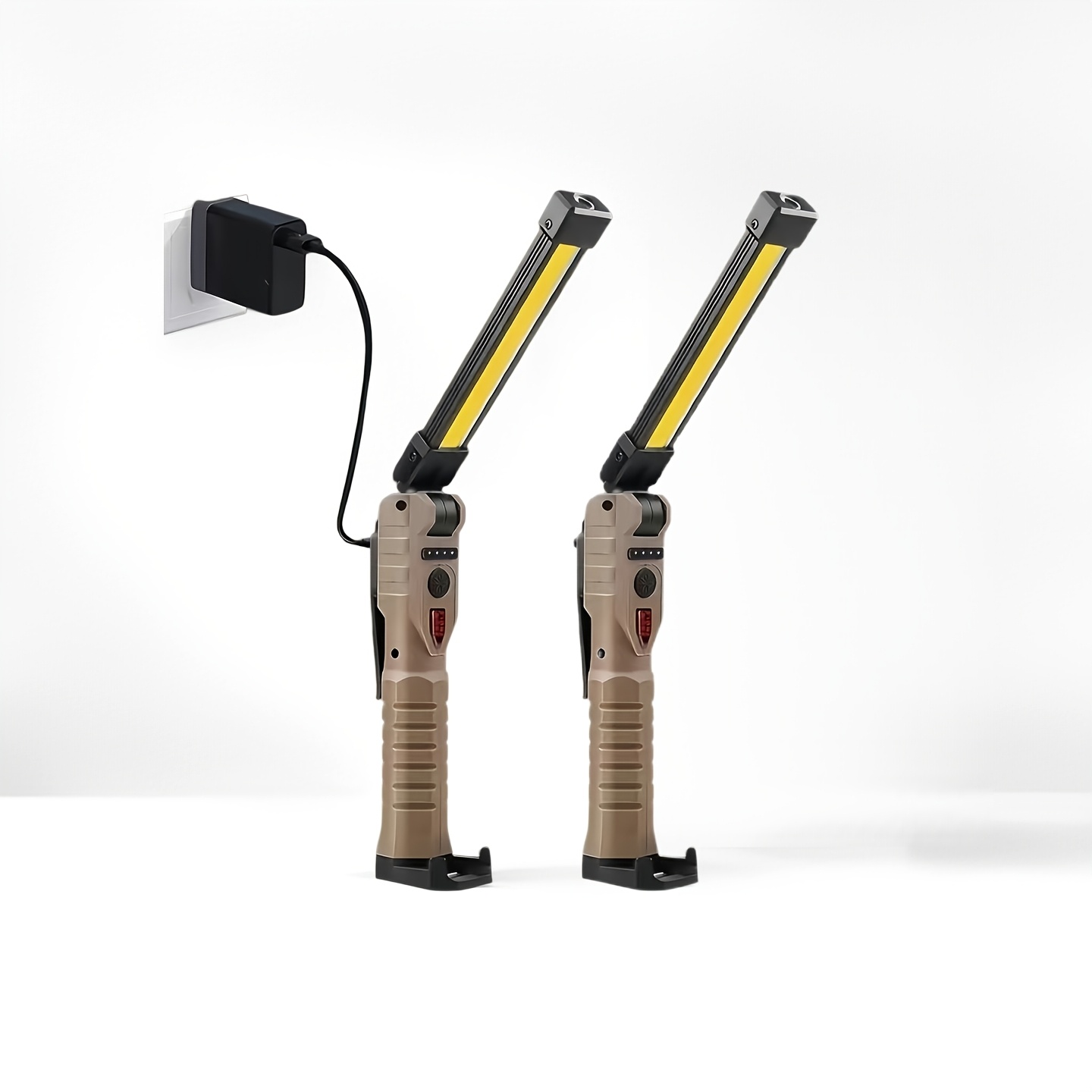 TEMU 2-pack Usb Rechargeable Work Lights, Emergency Flashlights For Workshop And Construction Repair. Foldable Design With Magnetic Base And Portable