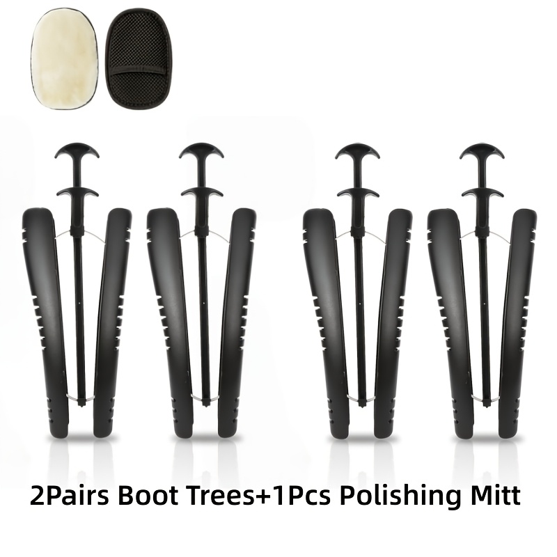 TEMU 1 Pair/ Boot Trees With 1pc Shoe Polishing Mitt Shapers Knee High Tall Boots Great Shaping Inserts Women Men Shoes