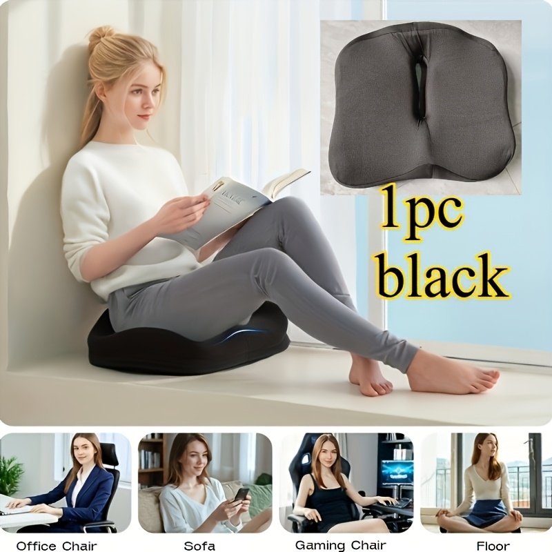 TEMU 1pc Ergonomic Cushion, Seat Pad, 3-zone Memory Foam Support - Soft And Comfortable, Base, Removable And Washable, Black/gray, For Office