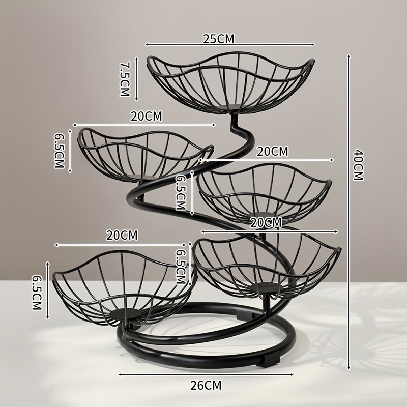 1pc Wrought -tier Fruit Plate, Light Storage Basket, Exquisite Snack And Fruit Tray For Room, Creative Fruit Plate For Living Room, Iron Style