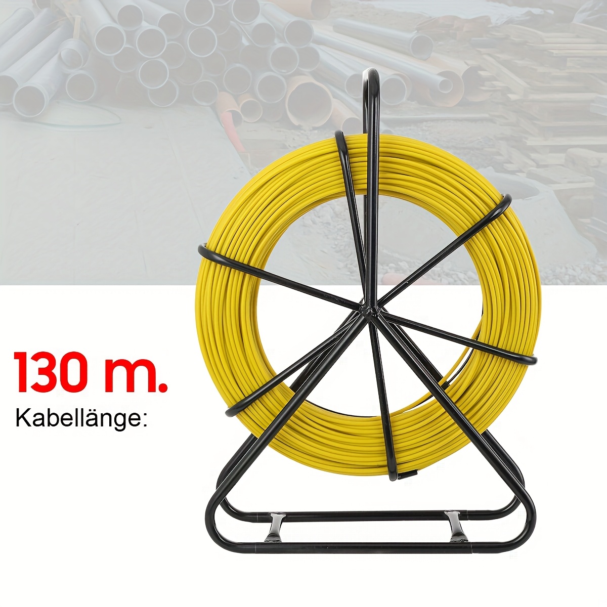 Fish Tape Fiberglass Duct Rodder Fish Tape Puller Fiberglass Wire Cable Running With Cage And Wheel Stand, Durable Steel Reel Stand
