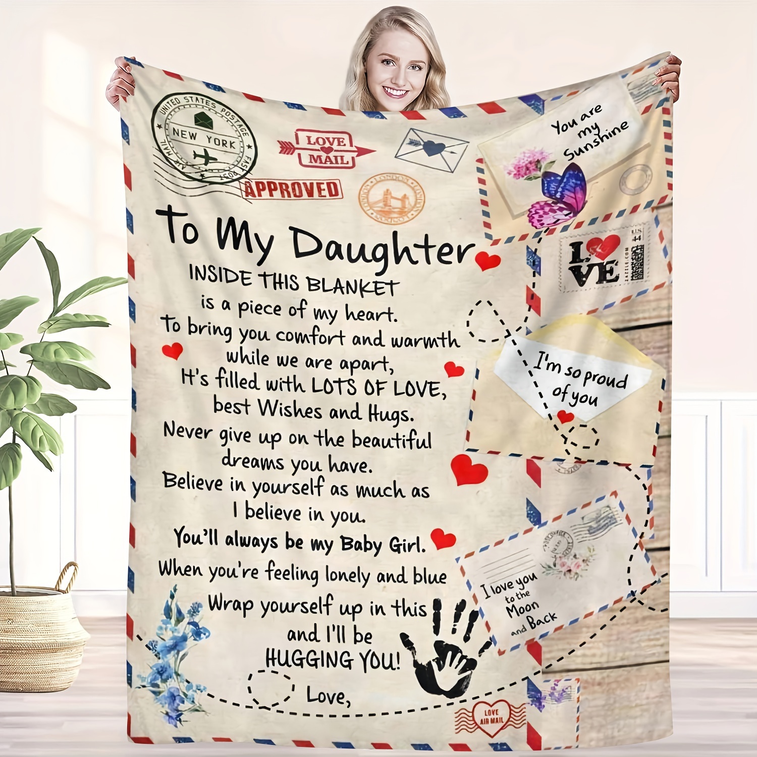 

Flannel Blanket For Daughter - , , And Letter - For , Bed, , And