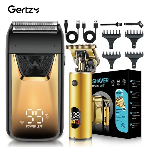 reciprocating electric shaver set with usb charging port convenient and simple with two combination sets inside is a must have for families and travel and gift for fathers and brothers