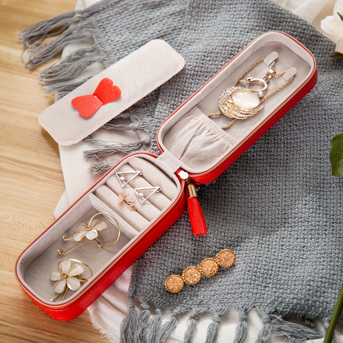 Image of Travel Jewelry Box, Portable Jewelry Case, Pu Jewelry Box, Small Jewelry Container, Jewelry Boxes