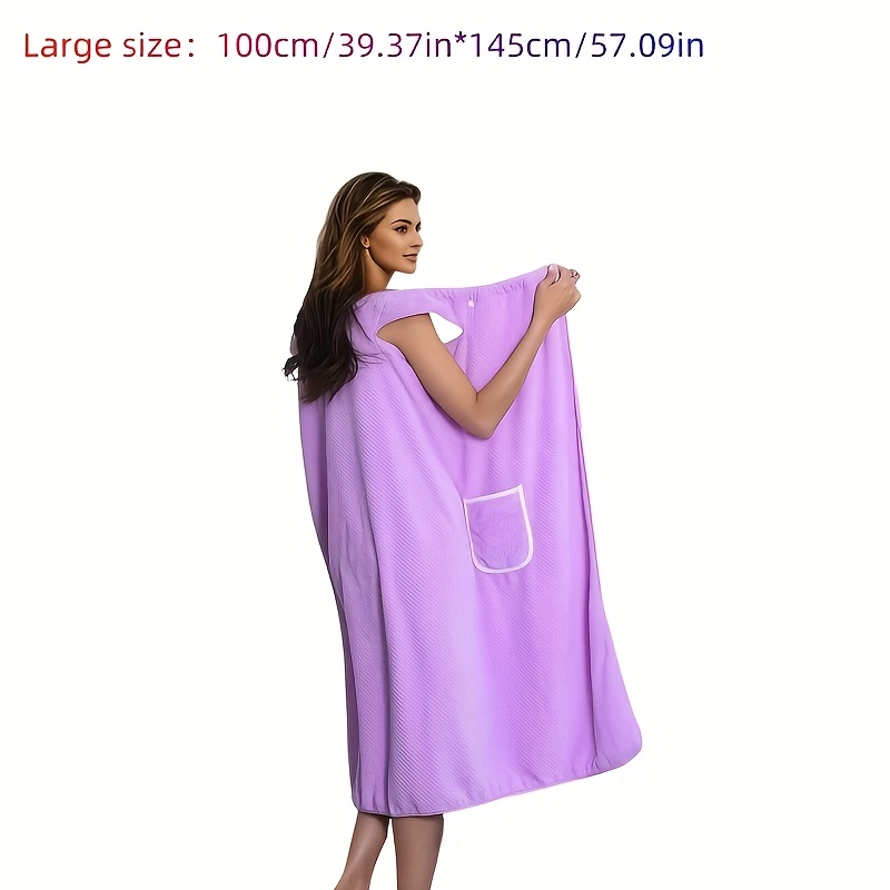 TEMU 1pc Women's Wearable Bath Towel With Pocket - Super Soft Absorbent Quick-dry Microfiber Towel Suitable For Bathroom, Spa, Bedside - Contemporary Rectangular Towel With Pocket For S