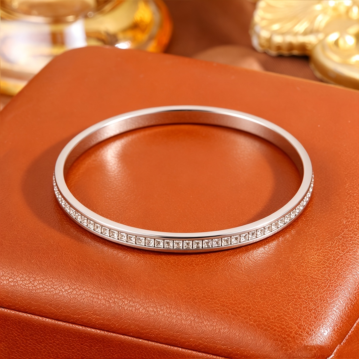 2-Pack Moon Engraved Stainless Steel Double Hoop Stackable Bracelets
