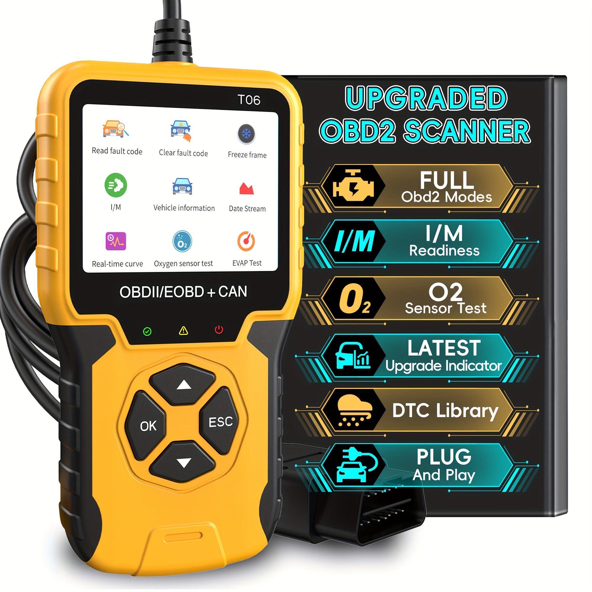 

Professional Obd2 Scanner - Diagnostic Tool With Engine Code Reader, Eobd/obdii Compatibility, & I/m Readiness For Vehicles 1996+