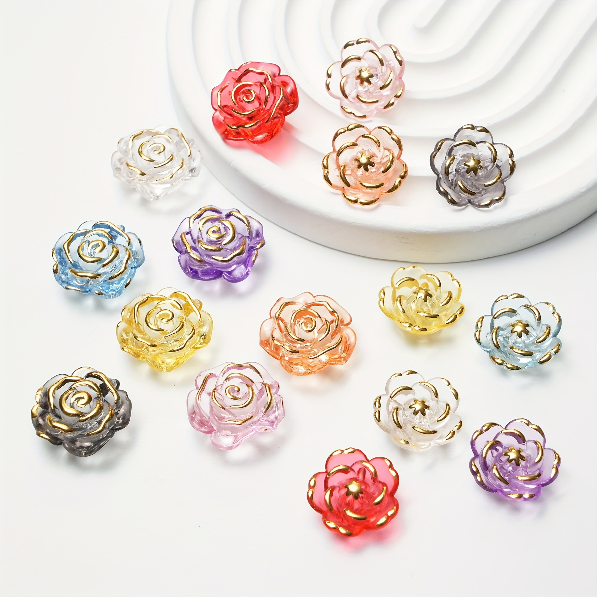 

20pcs 17.6mm Vibrant Acrylic Rose Beads With Elegant - Translucent 3d For , Bracelets, Necklaces & Keychains - Supplies For Creative Hobbyists And , Charms For Jewelry Making