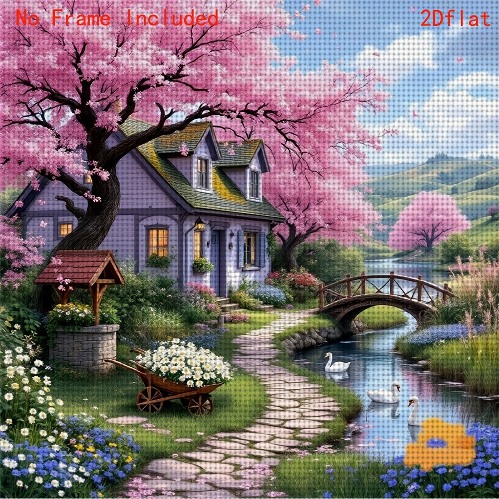 TEMU A Set Of New Frameless Adult Diy Cross- Printed Kits With 2d Patterns, A Handmade Embroidery Set For Home Decor Art, Including Printed Fabric,