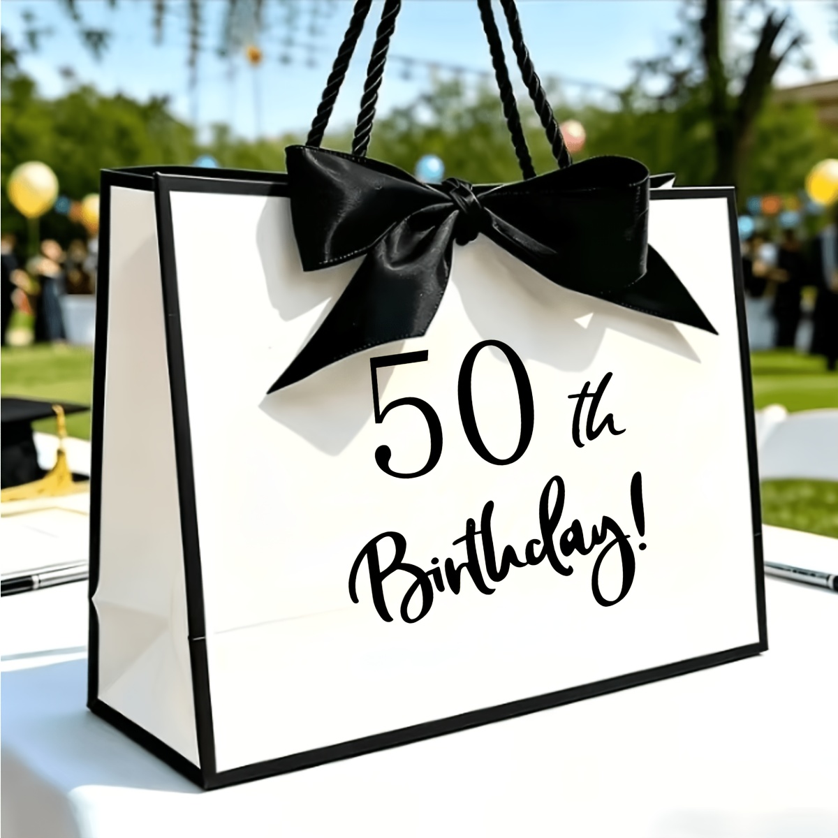 TEMU 50th Birthday Gift Bag, Pink And White Foldable Portable Handheld Gift Bag, Party Favor Bags For , Birthday Decoration Supplies, Commercial