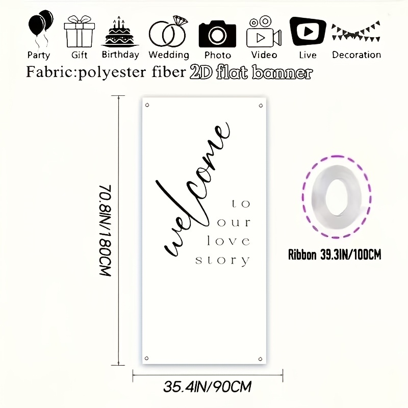 Image of 2d Flat, 1pc Wedding & Party "welcome To Story" Banner Suitable For Weddings, Birthdays, Showers - Story Backdrop,, Wedding Decorations, Party Background Sign, 2d Flat