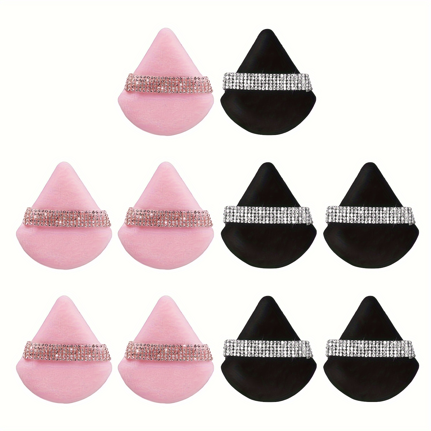 E-shop 10 Stück/Set Diamant Dekor Weiche Gesichtspuder Puff Dreieck Make-up Puff - Nasse & Trockene Make-up Werkzeug für loses Puder Mineral Puder