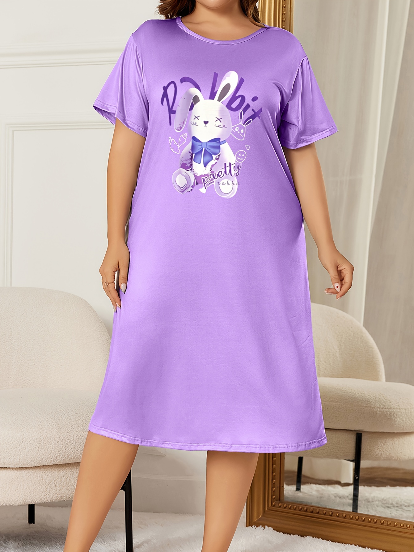 Plus Size Easter Day Cute Nightdress Women's Plus Cartoon - Temu Australia