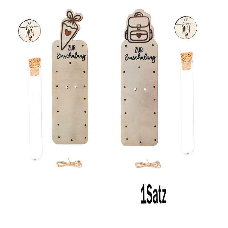 Image of First Day Of School Wooden Test Tube Gift Envelope Packaging Set, Cartoon Pattern Designed Back-to-school Gift, Candy Box, Gift Set, Unisex Surprise Small Gift For First Day