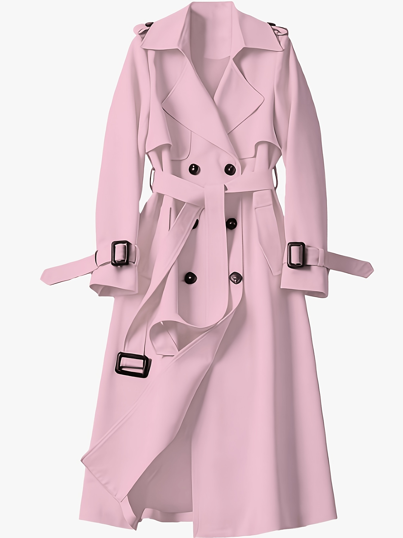 ny höst vinter mode elegant enfärgad dam casual trenchcoat, knälång brittisk stil, ins koreansk atmosfär outfit, dubbelknäppt, pendling, intellektuell  , klassisk mångsidig, exklusiv sofistikerad, med tyg