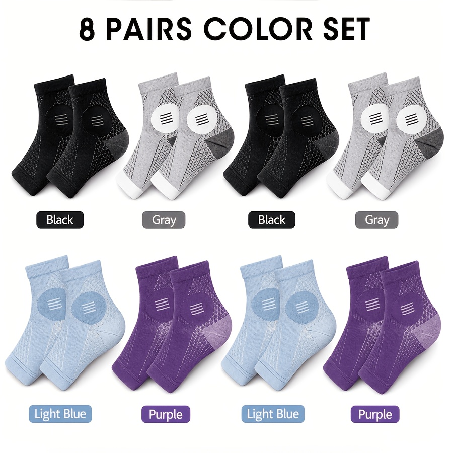 TEMU A Pack Of 8 Pairs Of High-quality Compression Ankle Socks; Ankle Support Compression Socks; Open-toe Design; Elastic Foot Supports Suitable For