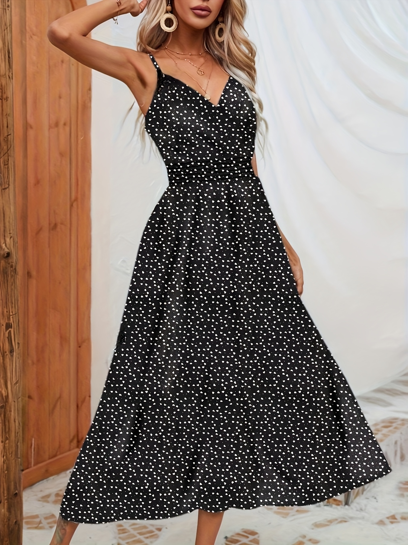 Generic Women Boho Swing A-line Flowy Maxi Sundress Striped Smocked Dress Backless Spaghetti Strap Midi Dress Yellow, Small At Women's Clothing Store